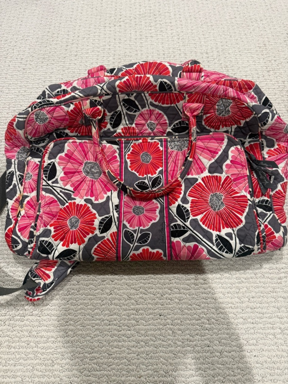 Vera Bradley Pink & Red Floral Quilted Travel Duffel